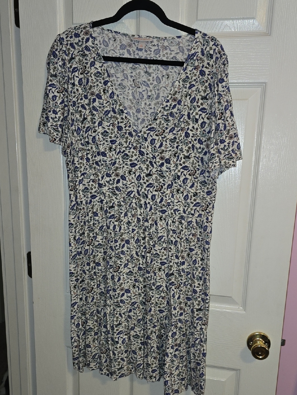Knox Rose White Floral Midi Dress with Blue Accents